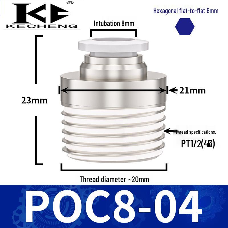Micro Pneumatic Quick Connector with Internal Hex Thread: POC3/4/6/8-M3/M5/01/02