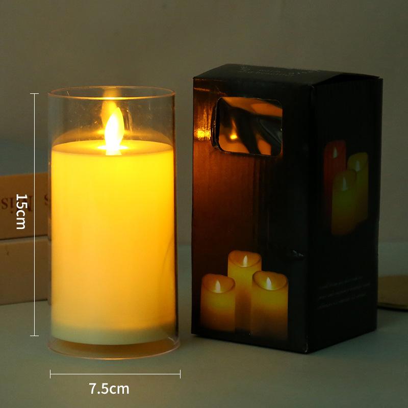LED Flickering Flameless Candle Glass Ornament for Romantic Home or Christmas Parties