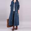 Denim Cotton Jacket Women Large Size Loose Solid Color Trench Coat Long Coat