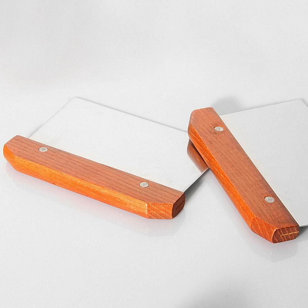 Stainless Steel Pastry Chopper with Wood Handle - Dough Scraper for Baking