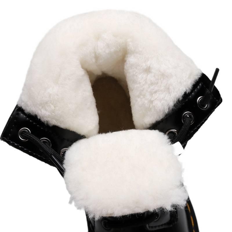 Real wool high-top tooling boots women's classic hard leather open-edged bead short boots men's and women's genuine leather boots