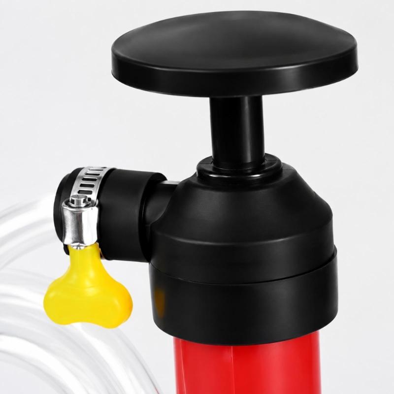 Manual Vehicle Tank Transfer Pump with Threaded Hose Fitting, Adjustable Clamps and Thread Seal Tape for Equipment Maintenance Tasks