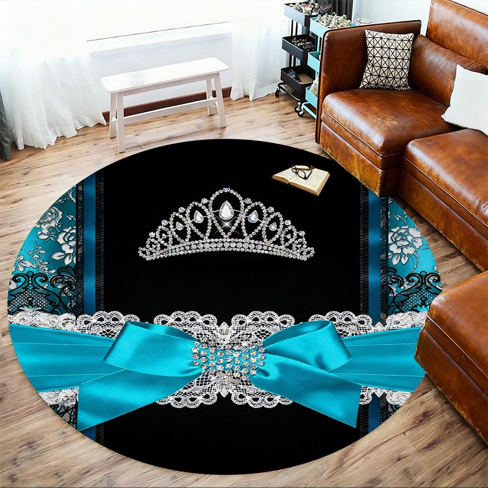 1pc tiara lace Round Chair mat office Area Rug - Non-Slip, Floor Mat for Office, Bedroom, and Indoor Decor p127283