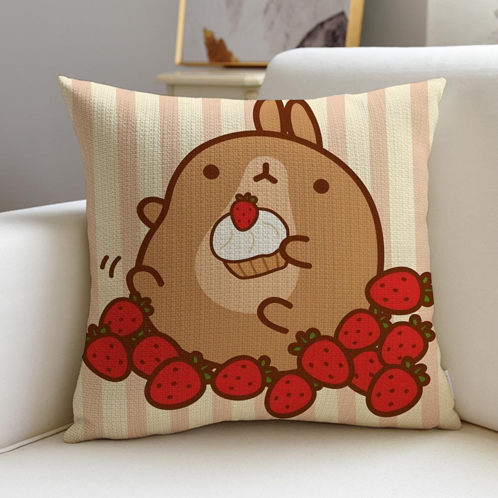 Round MMolangS Cushion Cover Breathable and skinfriendly linen pillowcase square removable and washable cushion