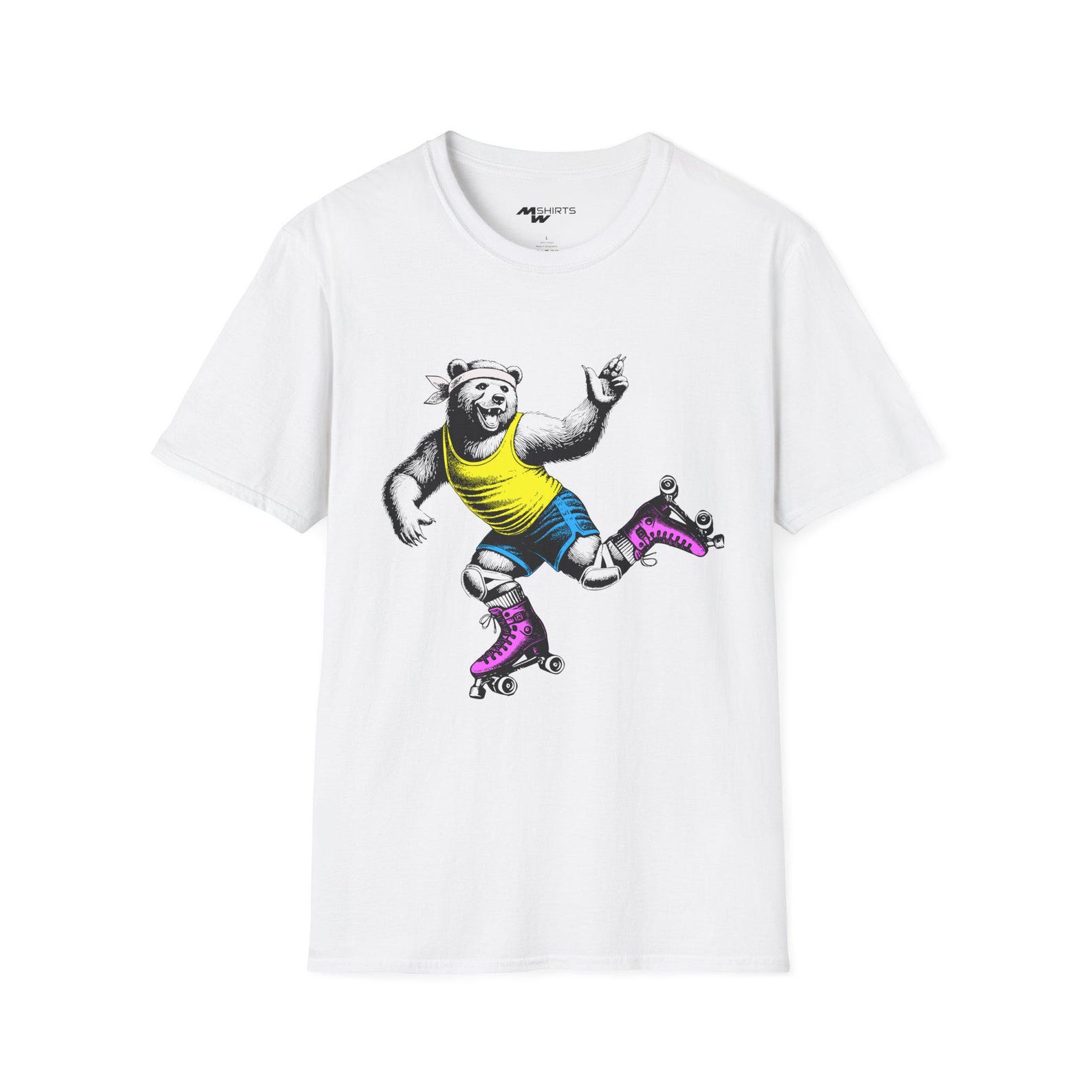Vintage Rollerskating Bear T-Shirt: Fun Retro Animal Tee 3XL