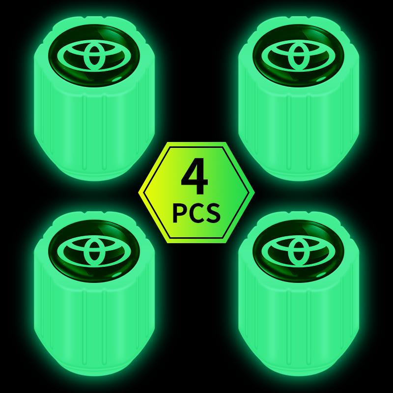Car Tire Valve Cap Fluorescent Night Glowing Decor For Toyota Prius NHW20 ZVW30 ZVW40 ZVW50