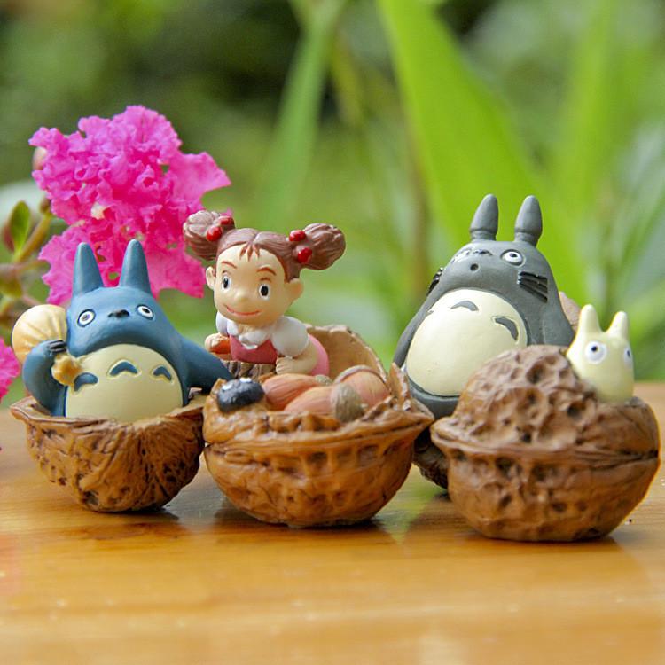 Cute Totoro Cartoon Cat Coal Ball Walnut Mini Model Ornament For Landscape Prop