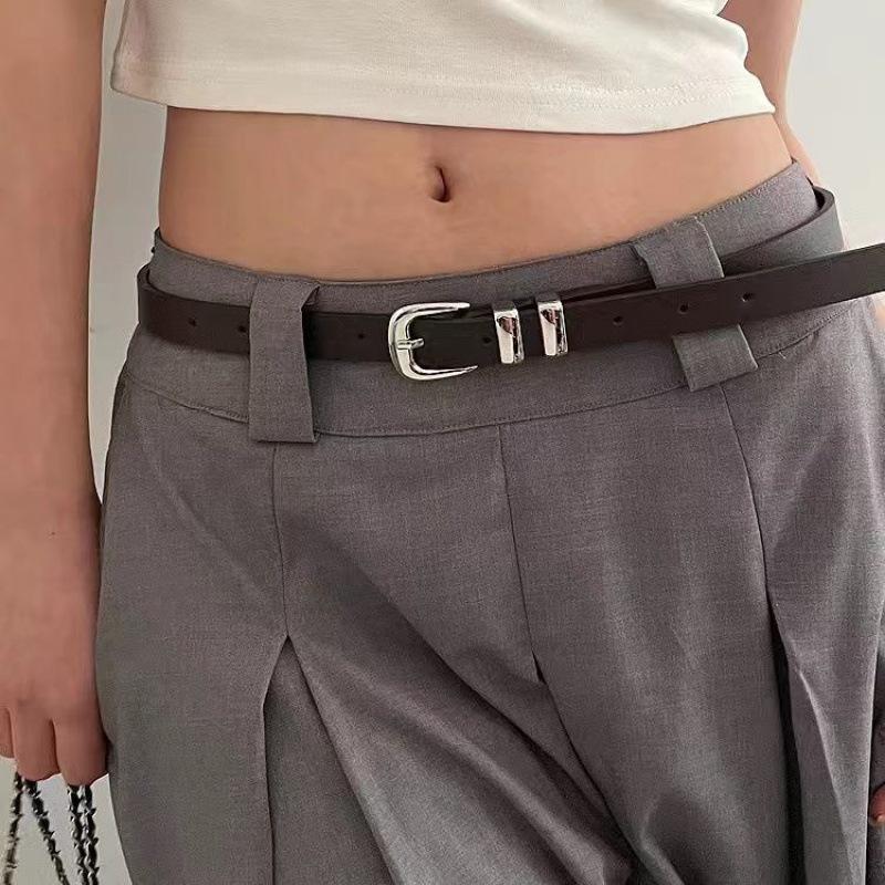 Womens Fashionable Slim Belt In Multiple Colors With Stylish Metal Ring Detail