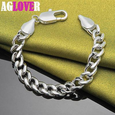 Gioielli con braccialetto a catena laterale in argento sterling 925 da 10 mm