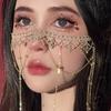 Chinese Style Face Curtain Fringed Forehead Headbands Ancient Hair Jewelry Face Decorative Mask for Stage Dancer