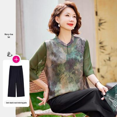 Pasite Damen Sommer Chinesischer Stil Zweiteiliges Outfit