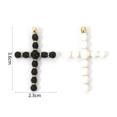 1 Piece Brass Religious Charms 18K Real Gold Plated Enamel Cross Pendant For DIY Necklace Jewelry Making Findings 3.6cm X 2.3cm