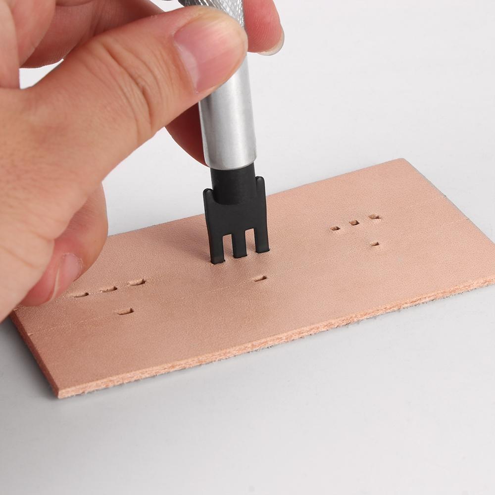 1 Set Leder Näh Geradstich Linie Lochen Prägen Werkzeug, austauschbarer Schneidkopf, DIY Hand Leder Linien Schneidwerkzeug