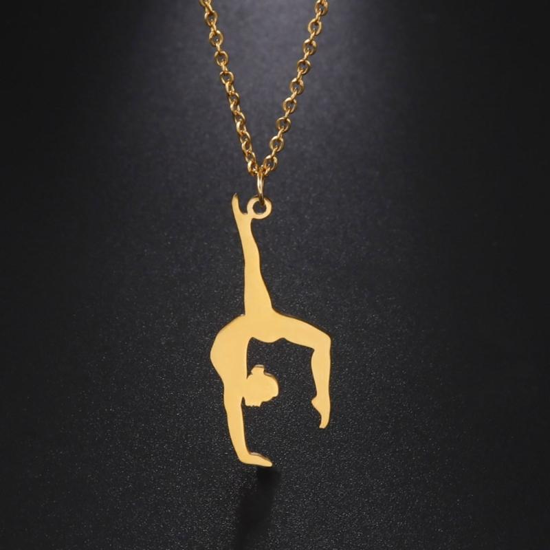 Módní náhrdelník s přívěskem pro uměleckou gymnastiku, přenosná dekorace pro trendy ženy, šperk s přívěskem z nerezové oceli