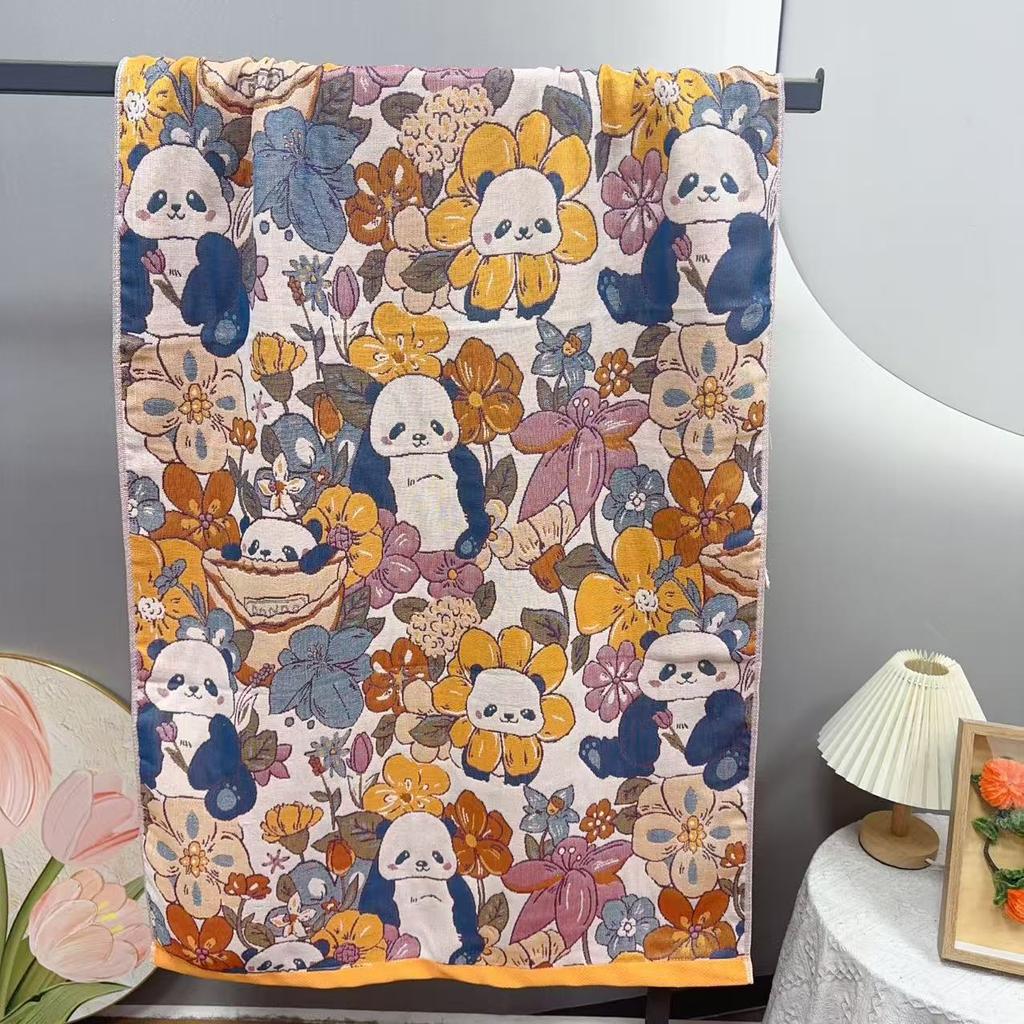 Cartoon Cat Bath Towel 80*160cm Pure Cotton Absorbent Bath Towel 5-layer Cotton Gauze Super Soft Skin-friendly and Comfortable Bathing Towel