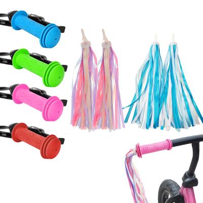 1 Paar Fahrrad-Lenkergriffe aus Gummi, rutschfest, für Kinder, Mädchen und Jungen, Roller, Lenker, bunte Luftschlangen, Dekorationsband, Fahrradzubehör