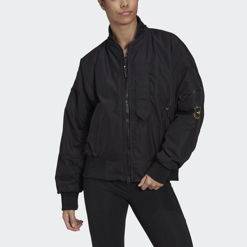 Adidas Stella McCartney Logo Print Solid Bomber Jacket Women Jackets Black HG6887