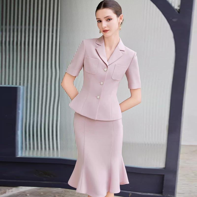 Elegant Retro Fishtail Skirt and Suit Collar Two-Piece Set