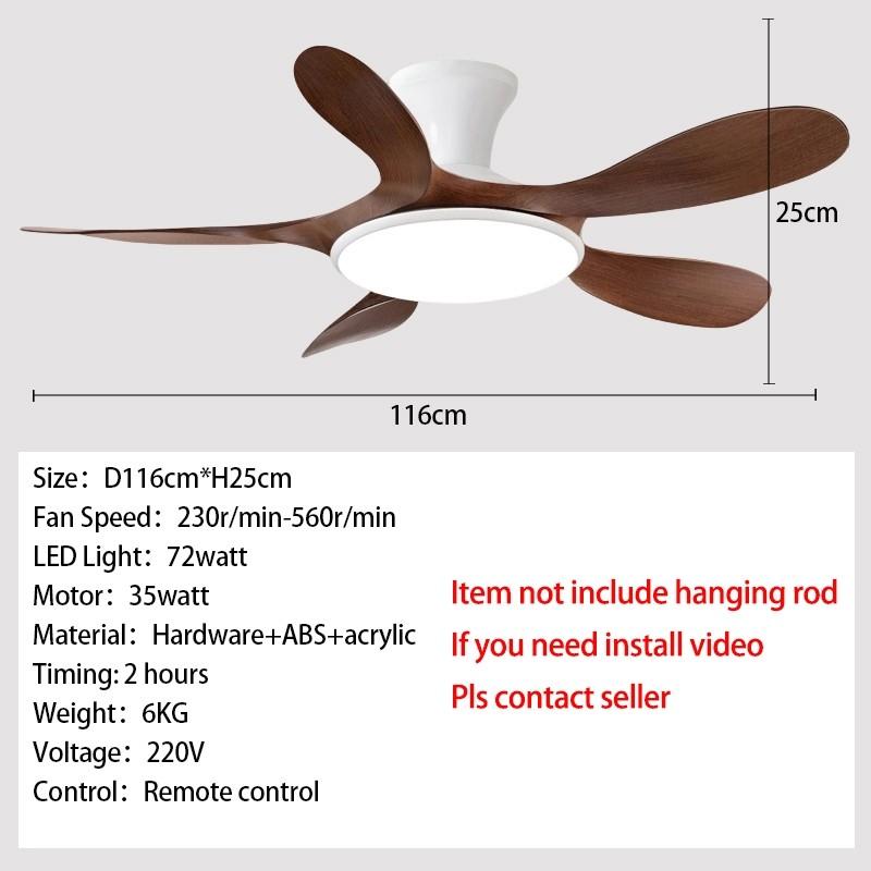 

46 inchs 72W DC Motor Ceiling Fan With Light Ceiling Fan Lamp Living Room Full Spectrum LED Lighting Fan 46 inchs