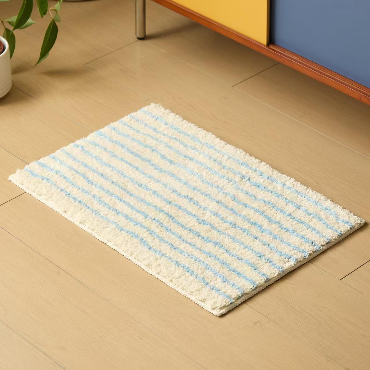 

Soft Stripe Geometric Mats household Bathroom Rug Carpet Entrance Floor Anti Slip Pad Aesthetic Plush floor mats Home Room decor 40x60cm лазурь
