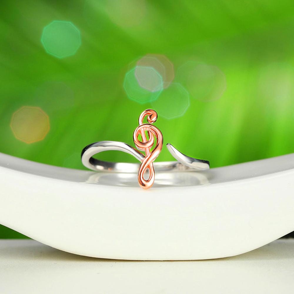 Exquisite Musical Notation Two Tone Finger-ring for Female Adjustable Opening Rings Design Statement Girls Accessory Gift