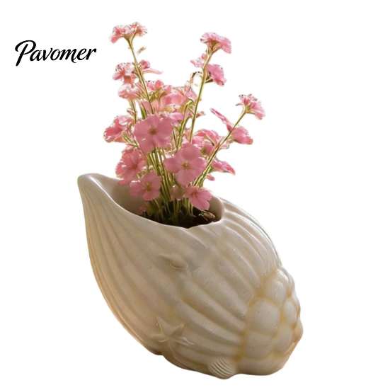 Small Decorative Indoor Planter Seashell Conch Succulents Planter, Resin Ocean-Themed Flower Pot with Drainage Hole, Wedding Table Centerpieces Beach