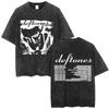 Washed Vintage Rock Band Deftones Cat Graphic Tshirts Men Alternative Heavy Metal Short Sleeve T Shirts Male Retro Streetwear