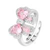Huamei Jewelry Set Earrings Ring Pendant Pink Inlaid Butterfly Shaped Sweet Wind Female Style