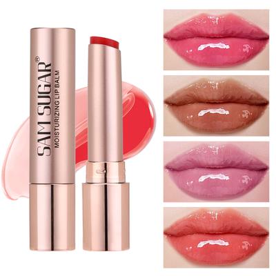 Tinted Lip Balm Hyaluronic Acid Moisturizing Hydrating Lipstick Anti-Drying Reduce Lip Lines Glossy Lip Care Makeup for Women
