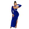 X6652 European & American Fashion Solid Color Women's Bandeau Evening Gown with Gloves