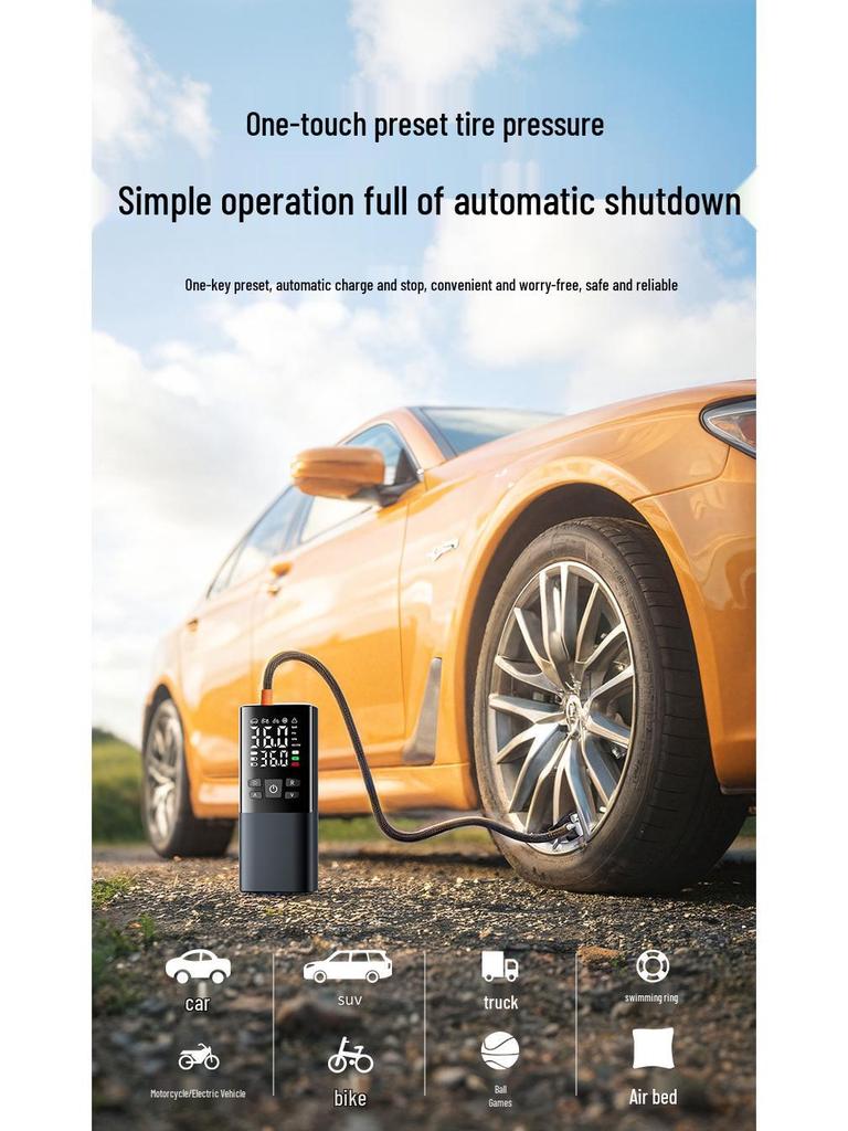 Portable Mini Wireless Car Tire Inflator with Digital Display