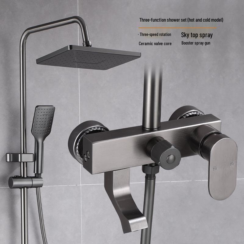 

Gunmetal Pressure-Boosting Shower Set with Digital Display