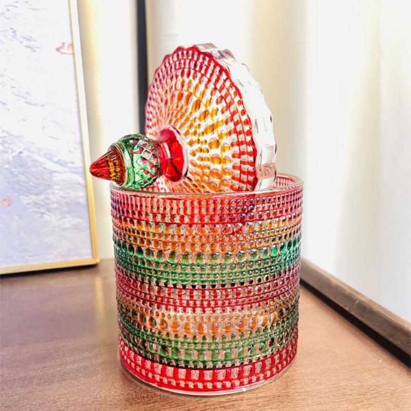Modern Yurt Styles Glass Container Transparent Sealed for Candy Nut Jewelry Storage Decorative Household Item