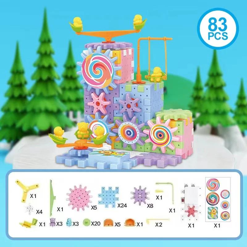 Electric Gears 3D Puzzle Model Building Kits Plastic Brick Blocks Educational Toys for Kids Children Gear Blocks Building Toys