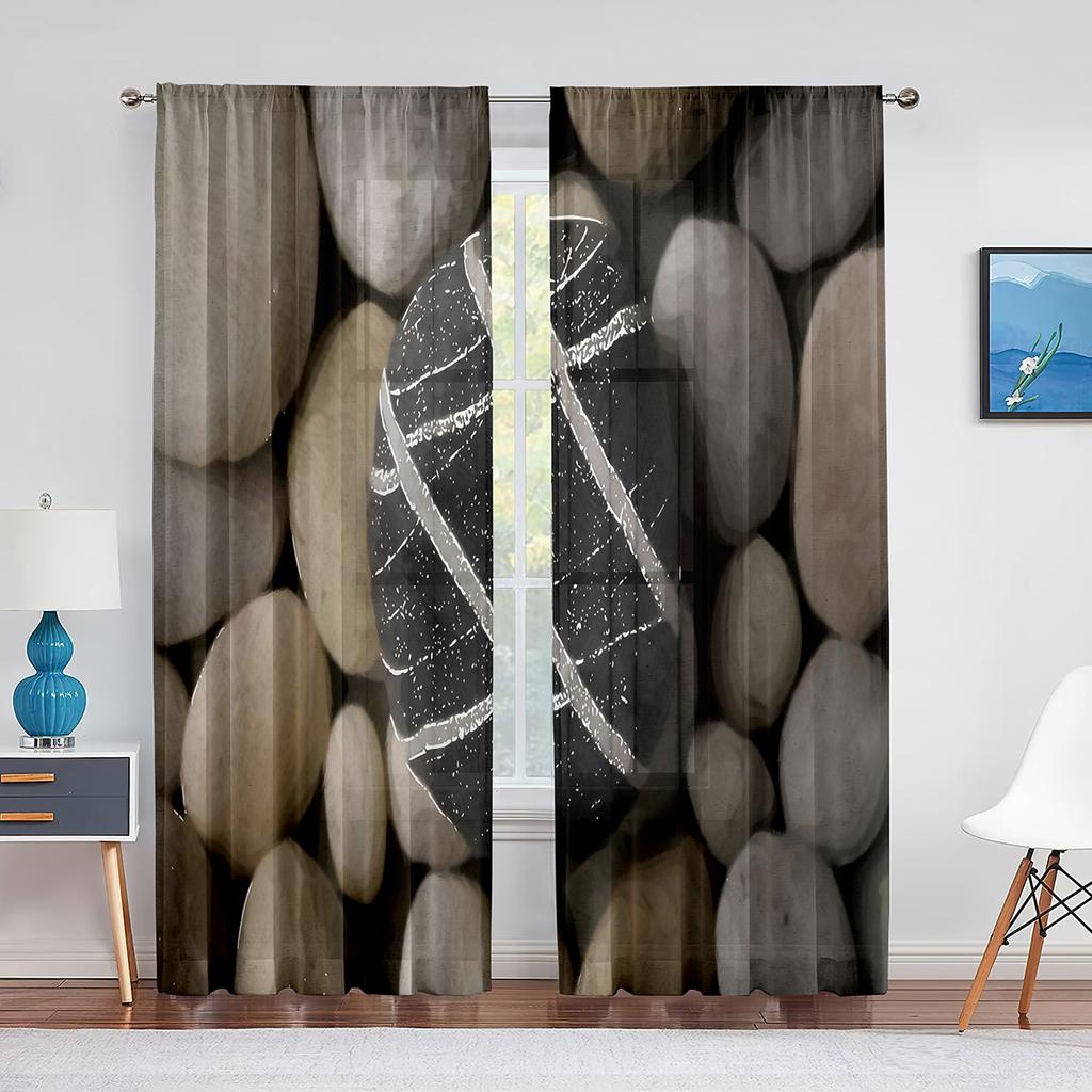 Urban Brick Slate Stone Wall Tulle Curtains for Living Room Bedroom Decoration Modern Chiffon Sheer Voile Kitchen Window Curtain