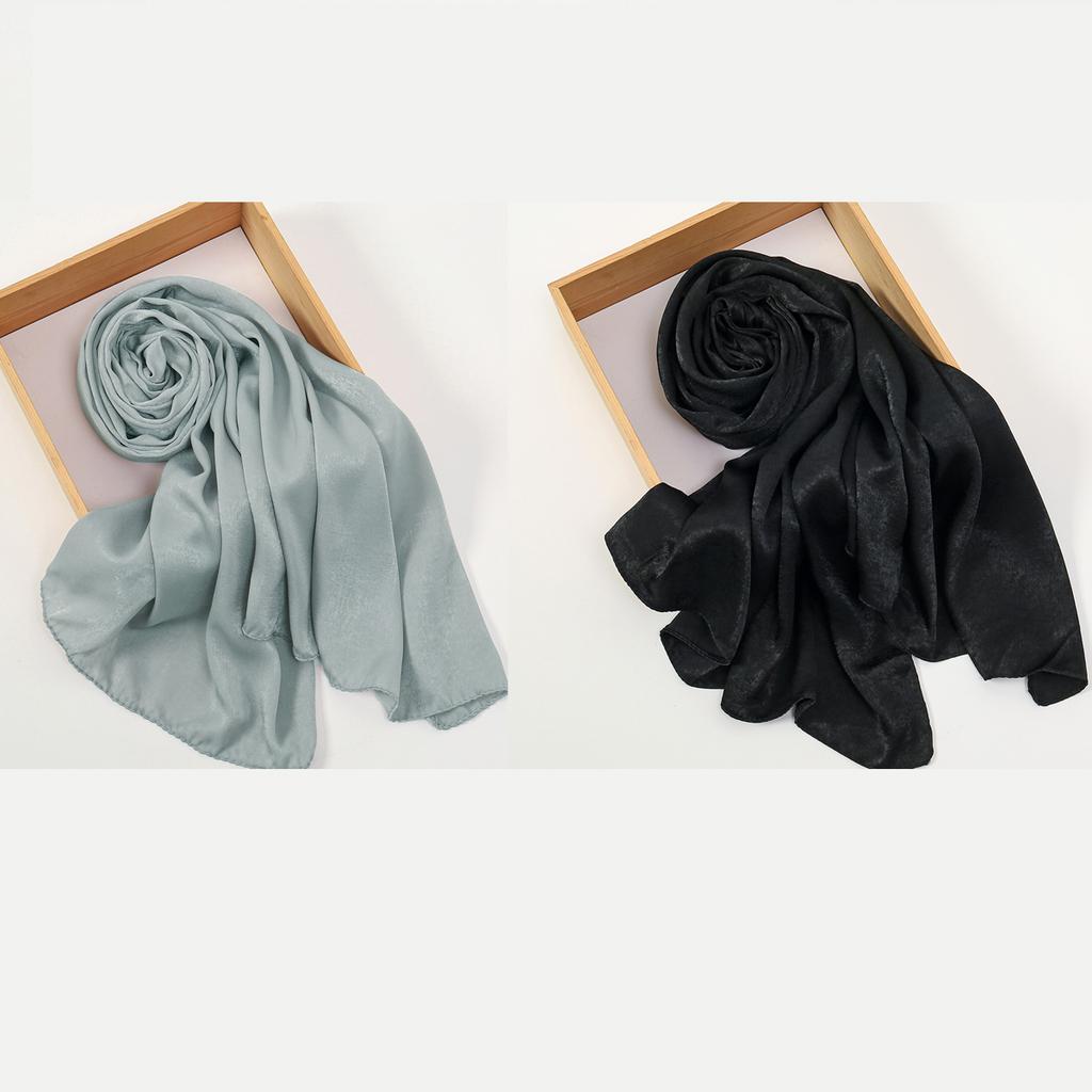 Premium Shiny Hijab Silk Scarfs Woman Muslim Hijab Head Scarf Headwraps Fashion Bufandas Silk Scarves Shawl Headband
