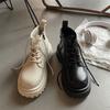 Korean Version of Thick-soled White Short Martin Boots Women's 2025 Autumn New Versatile Lace-up Heightening Muffin Bottom Small Short Boots