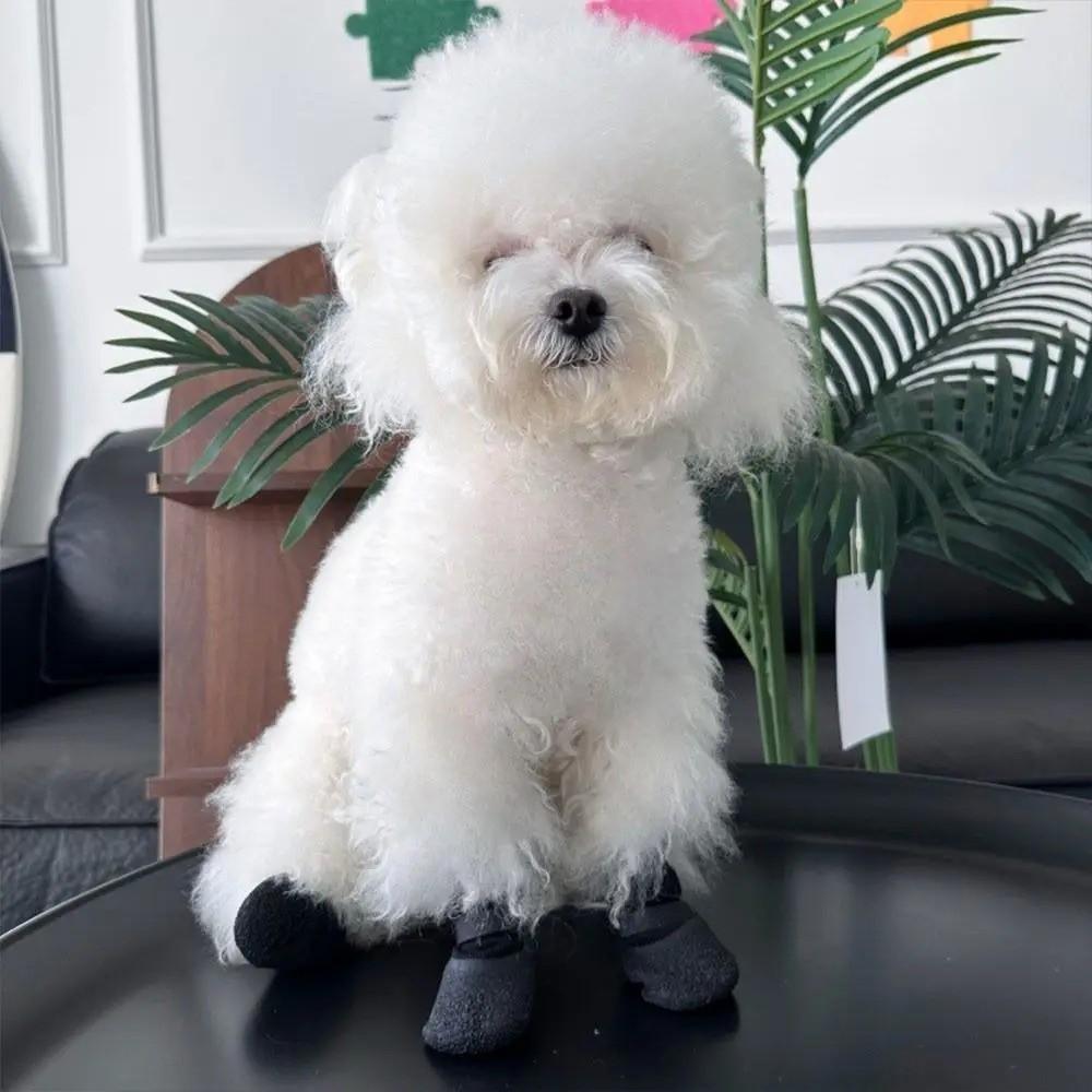 4PCS Breathable Dog Mesh Shoes Adjustable Anti-slip Pet Socks Pet Boots  Outdoor Walking