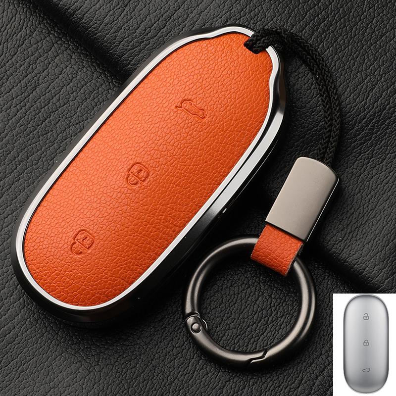 For Lixiang L9 L7 L8 L6 Key Fob Cover Leather Car Case Aluminum Buckle Alloy Keychain Accessories G4B7 Li Auto Inc