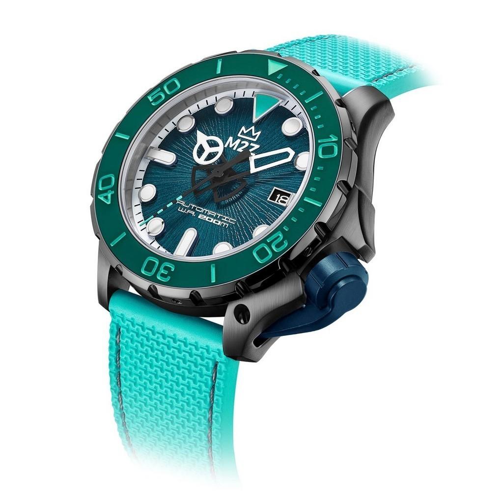 M2Z Diver 200 Saphirglas Grau-Grünes Armband Grünes Zifferblatt Automatik Taucheruhr 200-011 200M Herrenuhr