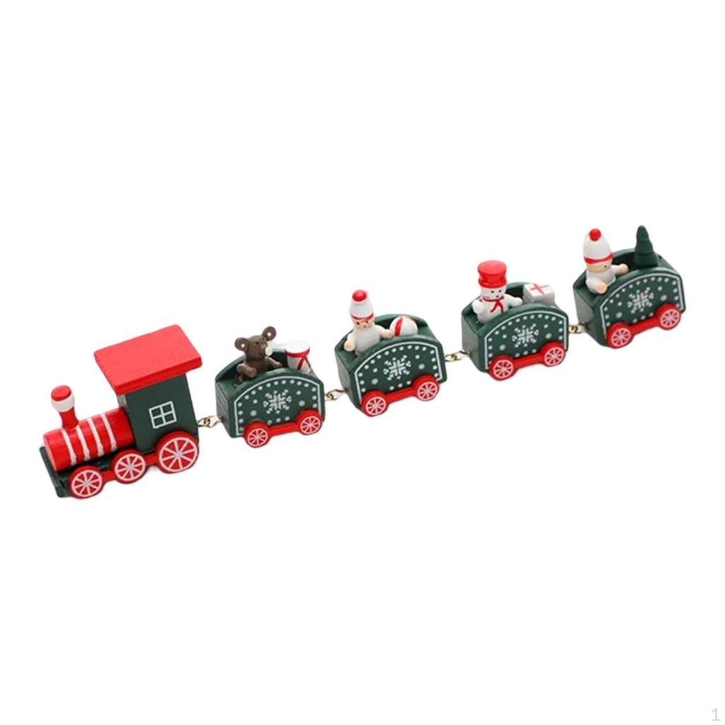 Christmas Wooden Train Crafts Home Decor Painted for Festival