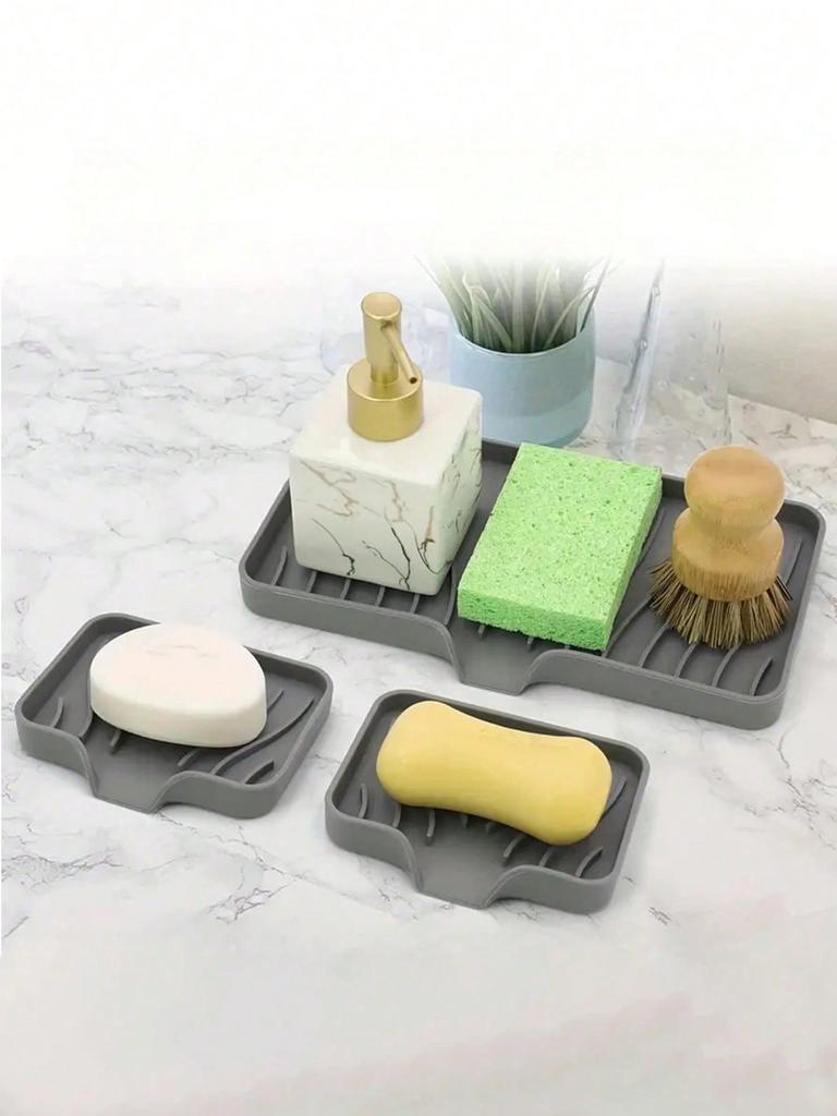 1pc Soap Dish With Drainage - Anti-Splash, Non-Slip Countertop Mat For Kitchen & Bathroom Sinks,Non-Slip Kitchen Mats For Sink Side