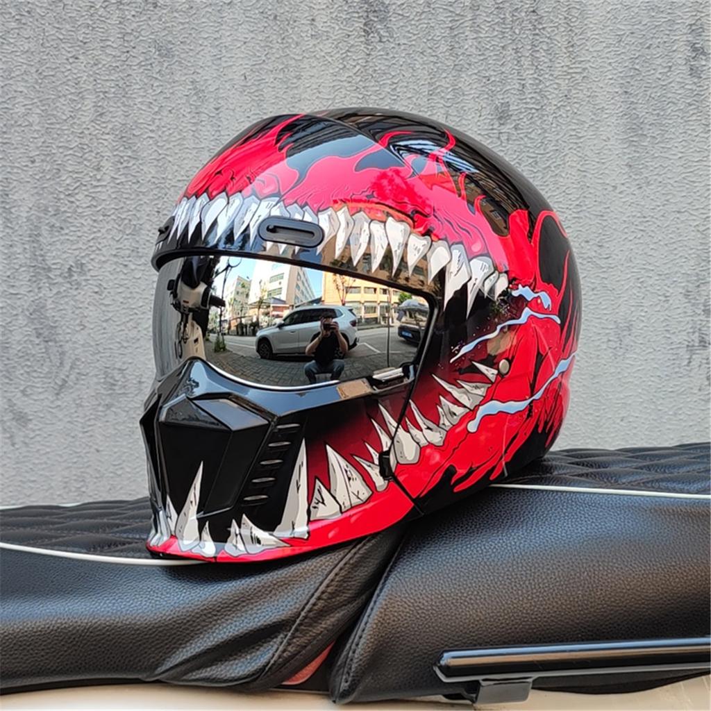 Motorcycle retro helmet cruise men's and women's combination full helmet scorpion helmet reserved Bluetooth headphone slot