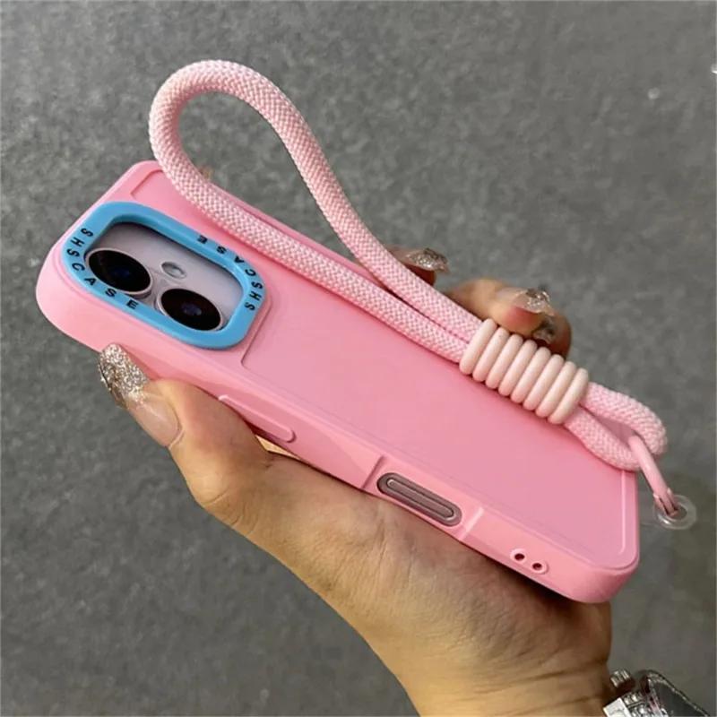 Luxury Candy Color Bracelet Wrist Strap Chain Phone Case For iPhone 17 ProMax 15 11 12 13 14 16 Pro Max Plus Soft Silicone Cover