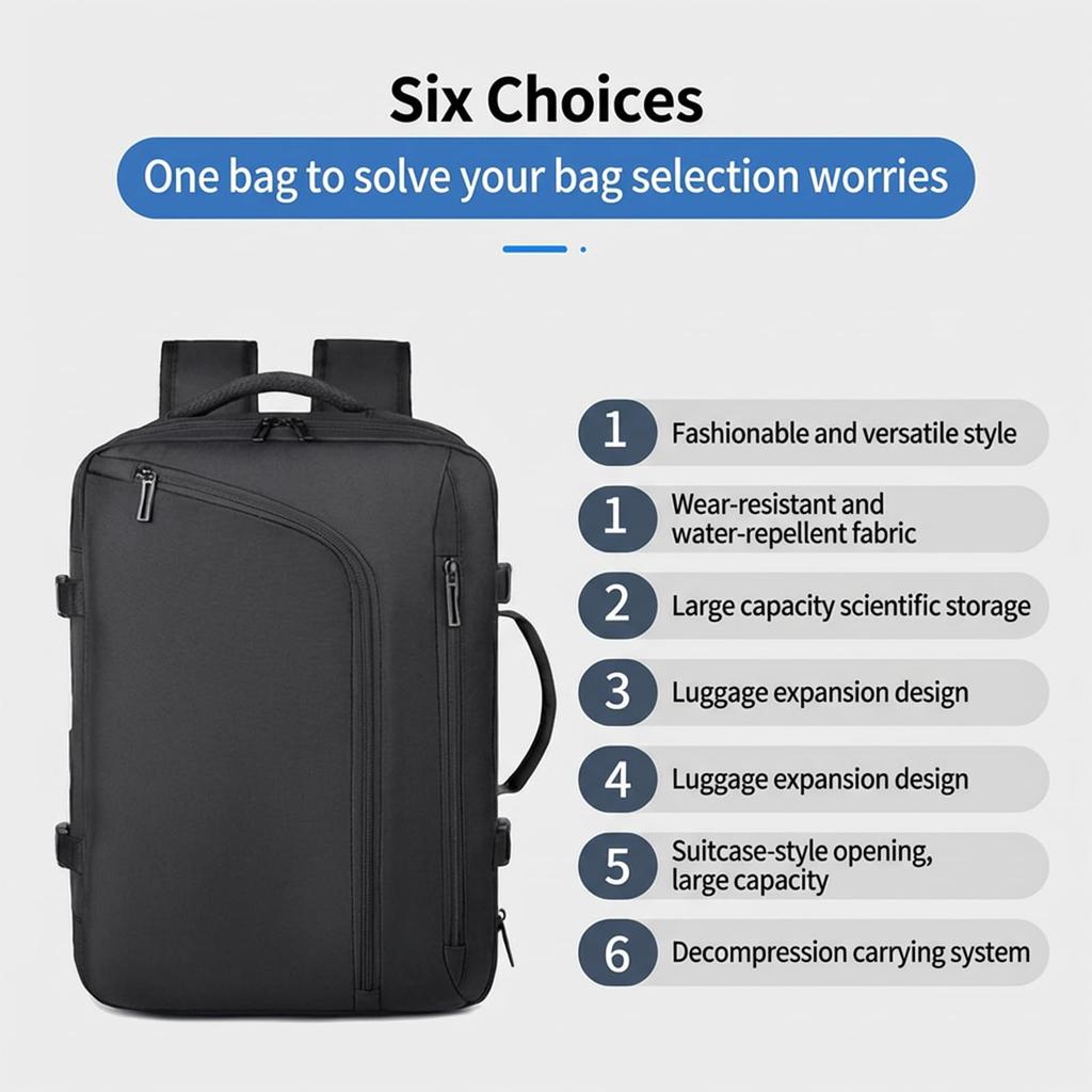 [Denash] Vacuum Compression Backpack with Travel Pump, Large Carry-on Size, Air Backpack for Men, Expandable 36-55L Large Capacity, Wet & Dry