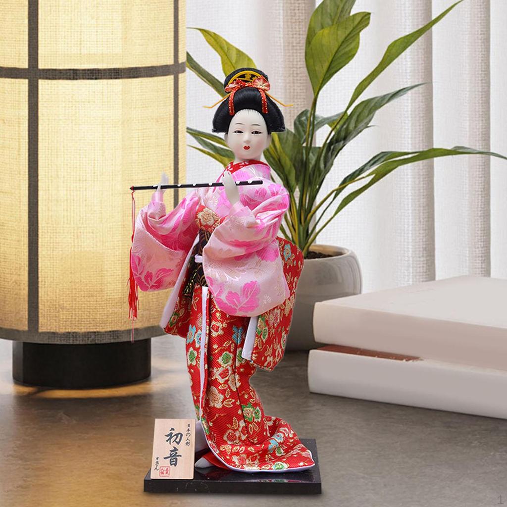 Japanese Kimono Doll Asian Statue Lady Statuette Decorative Collectible Figurine Kabuki for