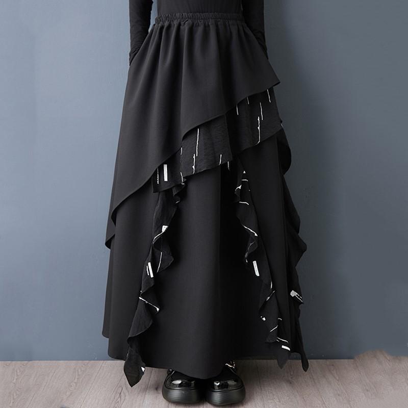 Plus Size High Waist Vintage Spring Autumn Casual Loose Maxi Long for Woman Skirts Womens Skirt