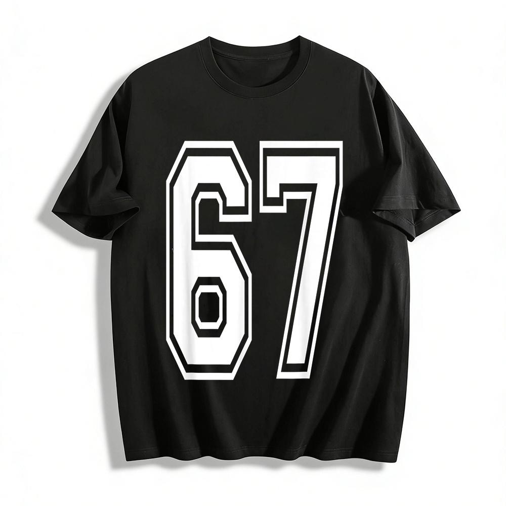 

Retro No.67 Print Casual Loose Sports T-Shirt For Men Women Pure cotton T-shirt XXS