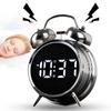 Loud Voice Metal Digital Alarm with Bright LED Display Bedside Clock for Heavy Sleeper Kids Students Home Living Room Decor