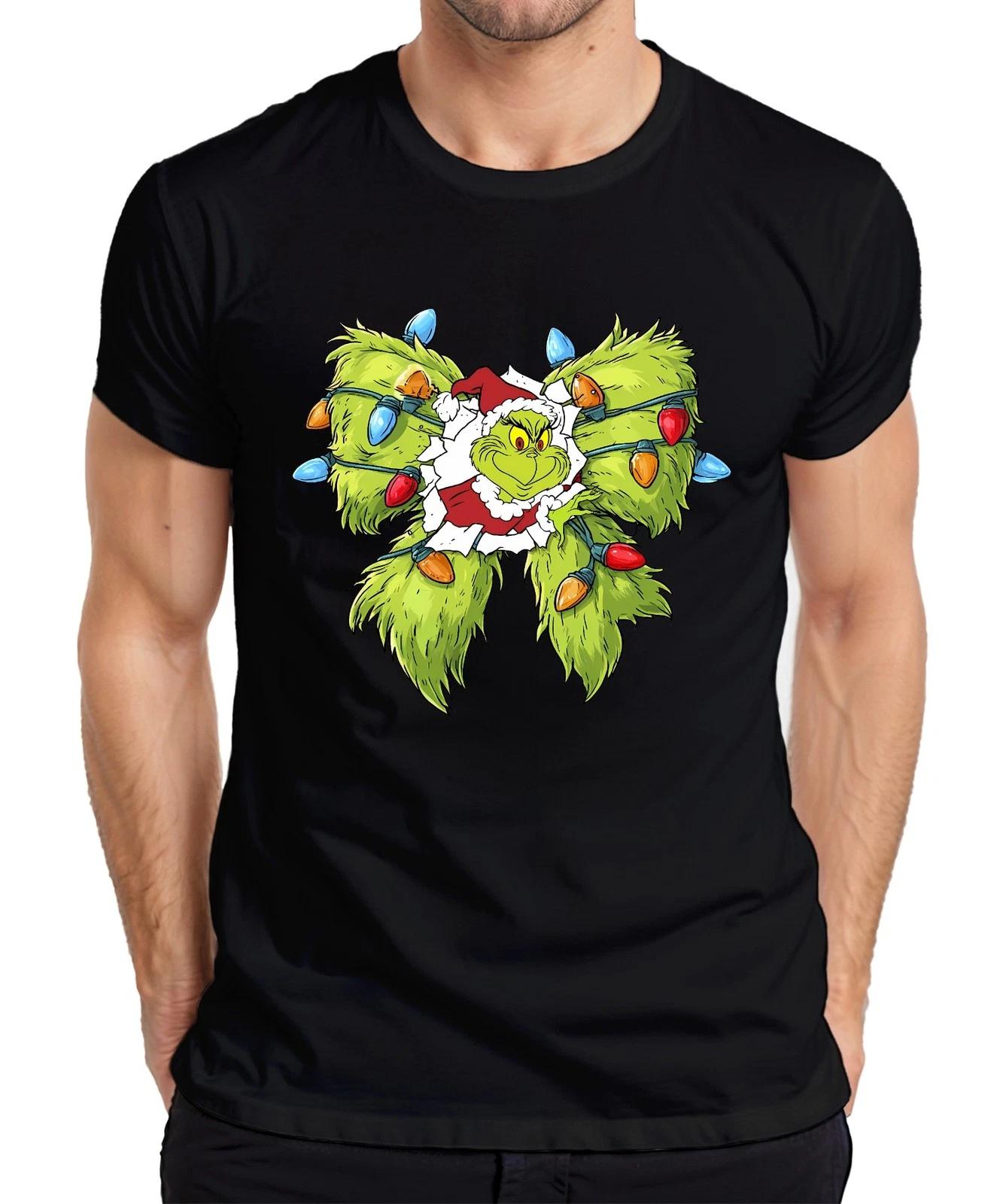 Grinch Weihnachten frech lustig Lichterkette Durchbruch Geschenk Herren T-Shirt M